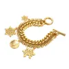 Рождественская золотая цепная цепь браслета личности снежинки лось многослойные подвески браслеты для женщин модные аксессуары
