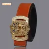 JXQBSYDK Luxury Brand Belts for Men Women Fashion Shiny Diamond Lion Head Buckle High Quality Waist Shaper Leather 2201249664521