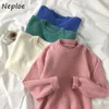 Neploe Korean Style Solid Color Women Sweaters O-neck Long Sleeve Knitted Pullovers Loose Casual Sueter Coat Pull Femme 1H807 210423