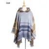 Hooded Cloak Plaid Pattern Wraps Woman Shawls Knitted Pashmina Home Cape Soft Mantle 2021 Spring And Autumn Winter Style WMQ1310