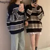 Women's Sweaters Neploe Woman Vintage Streetwear BF Pullovers Oversized Outwear Korean Fashion Knitted Striped Sweater Jacket Pull Femme