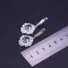 Muitas cores zircons cristal cor prata cor traje jóias conjuntos para mulheres brincos anel colar conjunto com pingente nupcial jóias H1022