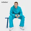 Inflatie Oversized Hooded Trainingspak Mannen Streetwear Dunne Multiple Color Blank Hoodie Set Unisex Sweatpant Set Sportswear 211006