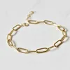 High quality gold plated 925 sterling sier paperclip chain bracelet