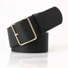 Designer 5cm Wide Belt for Women Black Navy Leather Waist Belts Female Luxury Gold Buckle Jean Dresses Belt Fashion Ladies G220301