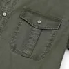 Printemps 100% coton Vintage Overshirt Hommes Vêtement Teint Style occidental Chemises Plus Taille Cargo Vêtements militaires 210721