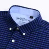 Kariertes Button-Down-Langarm-Oxford-Hemd für Herren, bequeme Tasche, normale Passform, kontrastierendes, kariertes/gestreiftes, bedrucktes Freizeithemd 210410