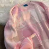 Японские винтажные розовые мультфильм вязаный хараджуку свитер женщин осень орех шеи с длинным рукавом пуловеры в стиле очаровательный стиль негабаритных перемычек 211221