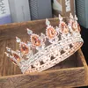 Queen King Tiaras och Crowns Bridal Women Rose Gold Color Crystal Headpiece Diaadem Brud Bröllop hår smycken tillbehör H08276709648