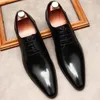 Recém-chegadas vestido homens sapato de couro genuíno sapato de Oxford para homens formal casamento escritório brogue sapatos negros marrom