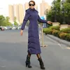 X-long White Duck Down Coat Plus Size Jacket Woman Hooded Slim Women Thick Warm Parka D304 210512