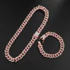 US7 13 MM Miami Cubain Lien Chaîne ColliersBracelets Glacé Cristal Strass Hip Hop Colliers pour Hommes Femmes Bijoux X0509