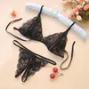 Thiery Women's Sexy Bikini Erotiska Flirta Produkter För Par Vuxna Spel Öppna Fil Mjölk Lace Sexig Bra + T-Back Panty Sexleksaker P0816