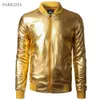 Tendência Metálica Ouro Bomber Jacket MenWomen Veste Homme Night Club Moda Slim Fit Zipper Baseball Varsity Jacket 2109234245994