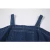 Crop Hosenträger Denim Kleid Frauen Blau Ärmellos Preppy Stil Hohe Taille Slim Strap Jean Kleider Casual Süße Koreanische Vestidos 210515