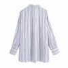 VUWWYV enorme camisas longas listradas para mulheres verão casual streetwear botão para cima camisa mulher manga completa bainha assimétrica tops 210430