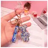 Bricolage artisanat dessin animé ours strass cristal porte-clés à la main PVC porte-clés pendentif à breloque porte-clés pour femmes cadeaux