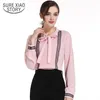 Moda feminina vestuário escritório blusa rosa chiffon camisa manga longa mulheres tops e s blusas d472 60 210506