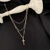 Collane con ciondolo Gioielli di moda in acciaio al titanio Collana con perline girocollo a 2 strati Bel regalo per le donne Ragazza