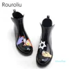 Pvc Ankle Rain Boots Women Flat Heels Rainboots Waterproof Water Shoes Woman Wellies