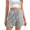 Verão Plus Size Color Solid Sports Shorts Mulheres Casual Solta Cintura Alta Cordão Feminino Sexy Fitness Swimwear Shorts 210608