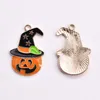 Halloween Öl tropfende Legierung lustige Anhänger Haar Armband Halskette DIY Ohrringe Zubehör Flugzeug Kürbis