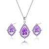 Mode Blue Diamond Necklace Earring Luxe Alloy Rhinestone Bruiloft Sieraden Set Kettingen Oorbellen Sets