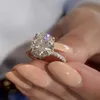 Bagues de grappe classique Six doigts en argent Sterling 925 2ct rond simulé diamant mariage bague de fiançailles ensemble pour femmes bijoux