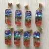 Retro cuboid Reiki Chakra pendulum pendant natural amethysts Lapis Lazuli 7 colors stone pillar pendants charms wholesale