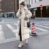 Ny vinter bomull vadderad jacka Koreanska Mid Length Women's Oversize Over Knee Lång Varm Coat Vintage Winter Down Parkas 211130