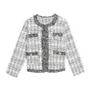 Retro short small Fragrance Jacket Women Autumn Korean fashion French jacket loose tweed temperament top Female 210922