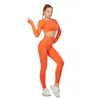 Mulheres Vitais Sport Suit Yoga Set Ginásio Treino Roupas de Manga Longa Fitness Crop Top + Cintura Alta Energia Sem Emenda Leggings 210802