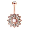 Gem Diamond Inlay Navel Rings Multicolor Sun Flower Puncture Jewelry Umbilical Nail Medical Steel Dance Belly Ring Accessories