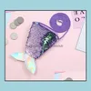Storage Bags Home & Organization Housekee Garden 6Styles Mermaid Sequins Coin Purse With Lanyard Fish Shape Tail Pouch Bag Portable Glittler