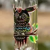 Búho 3D Cachimbas Bongs de vidrio vívidos Tubos de agua de vástago descendente rectos Perc Oil Dab Rigs Brillan en la oscuridad Junta hembra de 18 mm con tazón