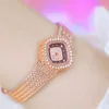 Kvinnor Luxury Brand Watch Rose Gold Diamond Ladies Armband Klänning Armband Kvinna Armbandsur för Kvinnor Reloj Mujer 210527
