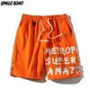 Single Road Mens Board Surf Shorts Hombres 2021 Troncos de verano Naranja Hip Hop Japonés Streetwear Harajuku Male Beach Shorts para hombres G1209