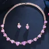 Kolczyki Naszyjnik Cwzyrcony Fabulous Afryki Cyrkonia Luksusowe Różowe Serce Zaręczyny Ślub Bridal Brazillian Gold Jewelry Set T555