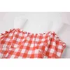 Lato Plaid Słodki Spaghetti Pasek Kobiet Sukienka Crop Dress High Talia Bandaż Slim Bez Rękawów Sukienki Vintage Rok Vestidos Mujer 210417