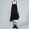 Moda Zarif Siyah Kayış Elbise Kadınlar + Uzun Kollu Beyaz Gömlek Rahat Sonbahar Kore İki Adet Set Kadın Elbiseler 210417