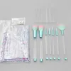 Makeup Brushes 7Pcs Empty Clear Handle Portable and Glitter with Cosmetic Bag Over DIY Brushes Set5407601