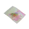Förvaringspåsar Tjock Reclosable Holografisk Rosa Zipper Förpackningsväska Kosmetiska Smycken Plattpåsar Laser Små Plast 100PC