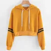 Damesmode Sweatshirt Dames Varsity-gestreepte Trekkoord Crop Hoodie Sweatshirt Jumper Crop Pullover Tops Drop 210527