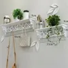 2Pcs Wall Rack Set White PVC Hollowed Curved Design 4&5 Hook Wall Installing Rack Home Decoration Shelf