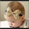 Baby Kids Maternity Drop Levering 2021 Bow Pailletten Band voor Meisjes Bling Bowknot Accessoires Haar Hoop Hoofdband Baby 03T Perimeter 15 inch CWGD