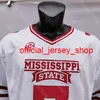 2020 NCAA NEW Mississippi State Bulldogs MSU Fotboll Jersey College 7 Stevens White All Stitched och Broderi