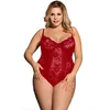 Blommig ihålig ut plus storlek kvinnor rompers bodysuit kvinna leotard se genom combinaison femme kort spets topp jumpsuit re80536 210728