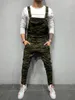 男性のジャンパーの涙デニムパンツ6色のファッション全体の男性サスペンダーパッチワークジーンズロンパース