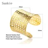 Sankie Wide Cuff Bracelets & Bangles For Women Stainless Steel Fashion Jewelry Gold Color Geometric Hollow Bangle Bracelet225U