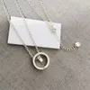 Women Men Double Ring Pendant Necklace with Box Classic Letter Fashion Chain Charm Exquisite Necklaces Gift Party Jewelry